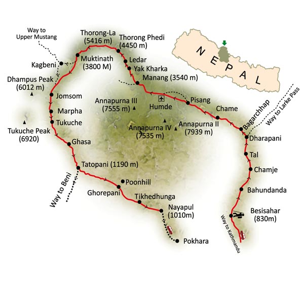 Annapurna Circuit Trek Map