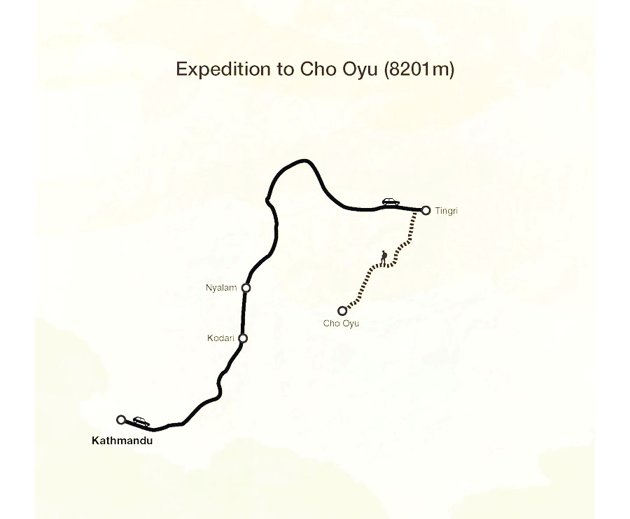 Cho Oyu Expedition Map