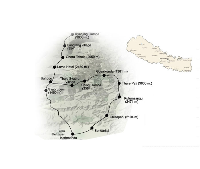 Langtang Gosainkunda Trek Map