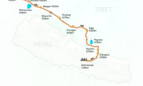 Mount Kailash Tour via Lhasa Map