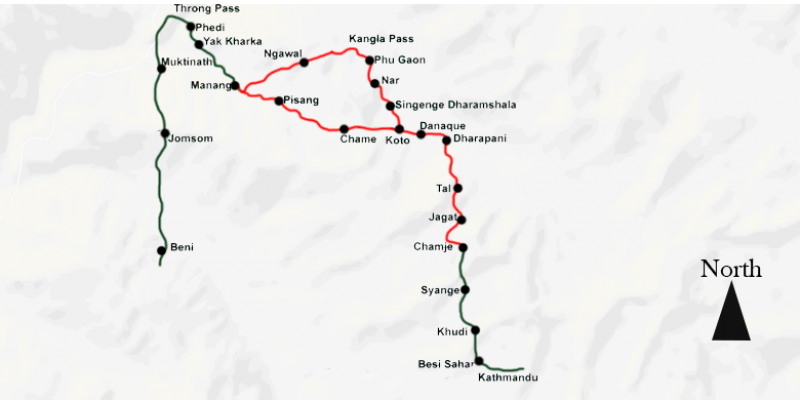 Nar Phu Trek Map